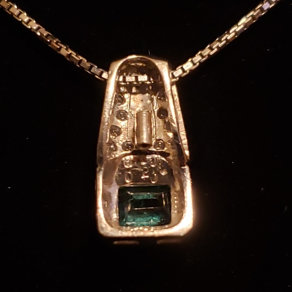 $7,000 Platinum Emerald Diamond Pendant Necklace - Picture 13 of 15